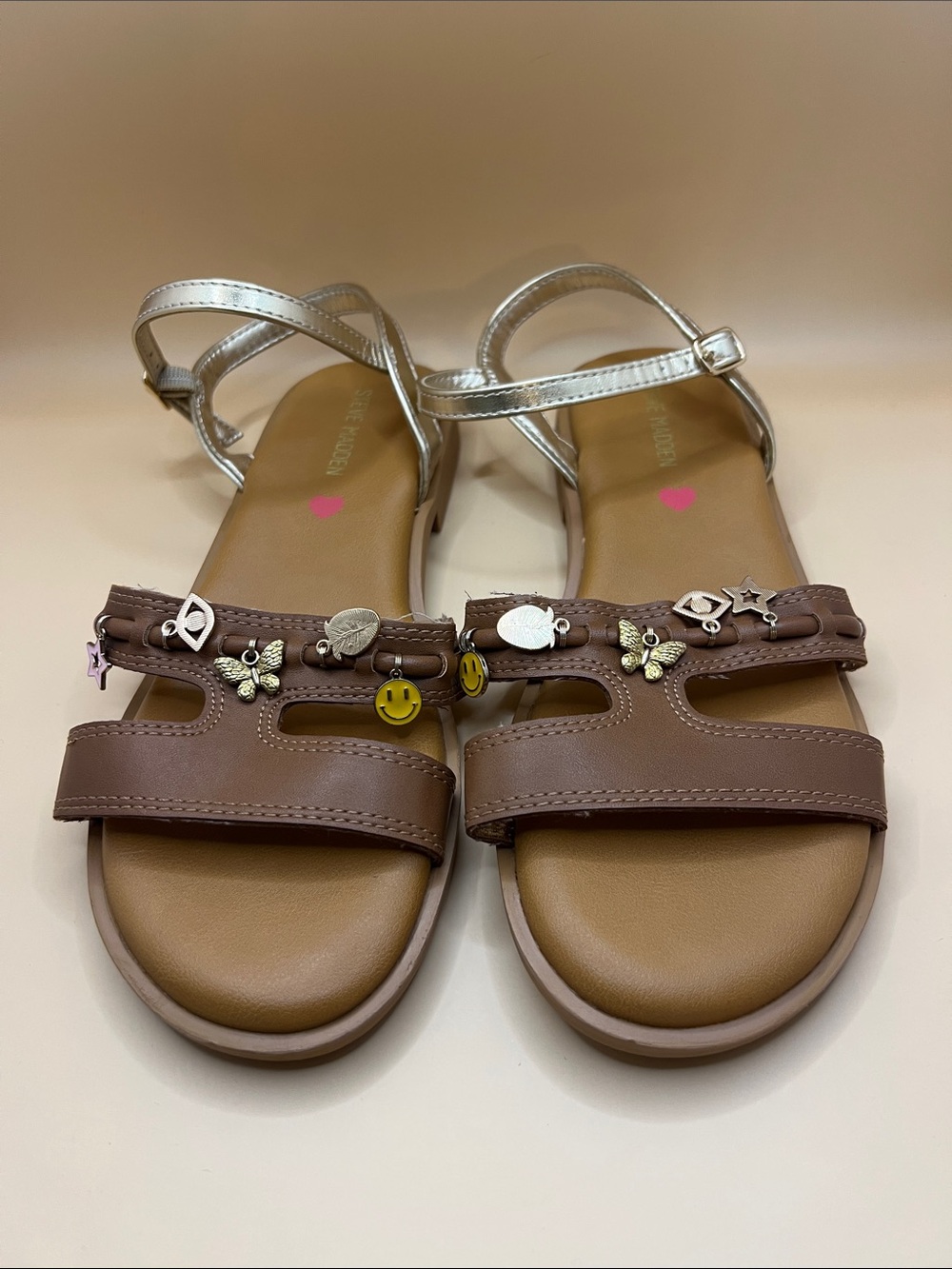 Steve Madden Tan Sandals with Gold Ankle Straps